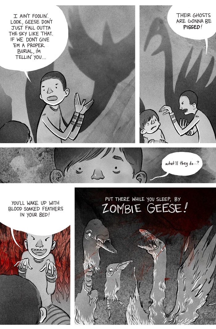 Ryan Andrews, Our Bloodstained Roof, zombie geese, comics